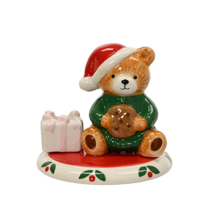 PORTACANDELA ORSO PORCELLANA CON REGALO H.10